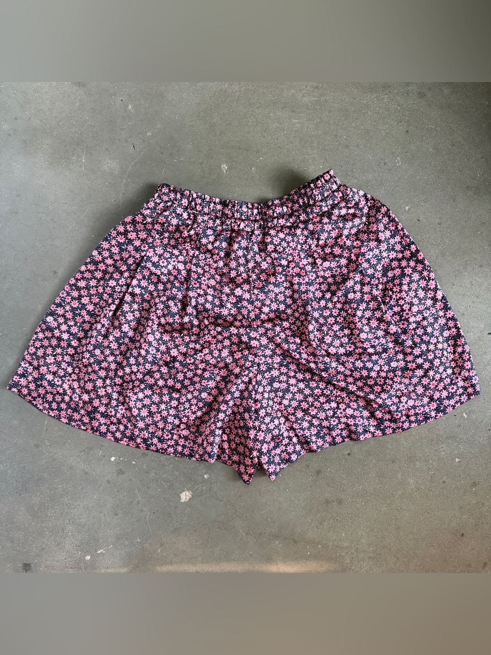 Uniqlo Women's Pink Navy Black Floral Elastic-Waist Shorts sz Xs/S